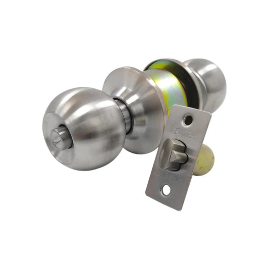 Pomo cerradura Dexter, acabado níquel satinado, con pestillo para puerta de recámara