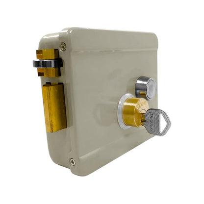 Cerradura/Chapa eléctrica sobreponer izquierda beige Dexter 5806