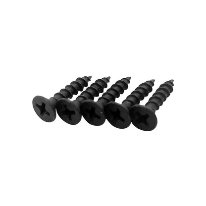 Pijas para madera Phillips negras, cinco tornillos con rosca gruesa