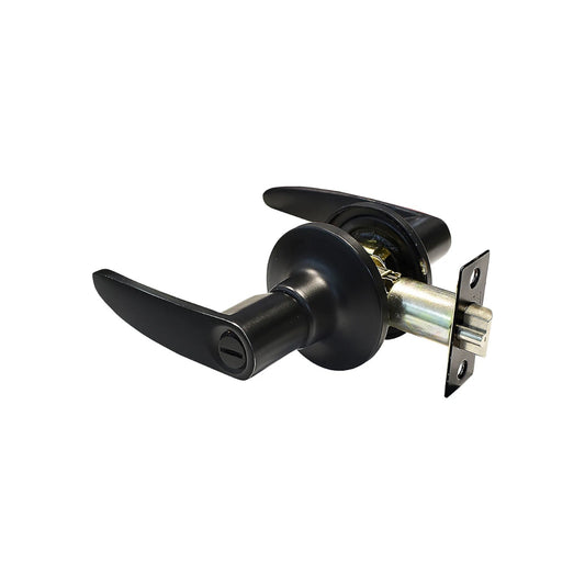 Cerradura de palanca negra mate para recámara con pestillo, función de privacidad