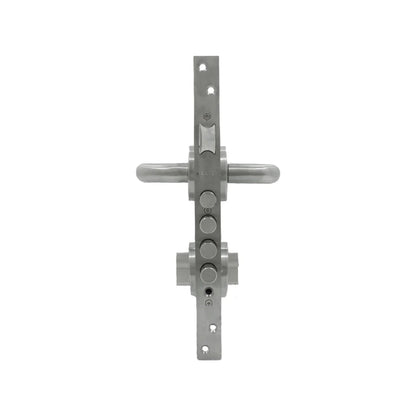Cerradura de seguridad Dexter multipunto para puerta principal, manijas de acero inoxidable satinado.