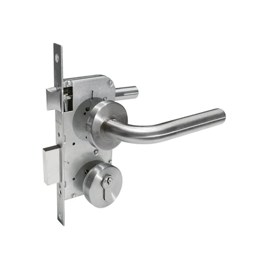 Cerradura de manija Dexter para recámara, mecanismo de puerta con palanca y cilindro, acero inoxidable