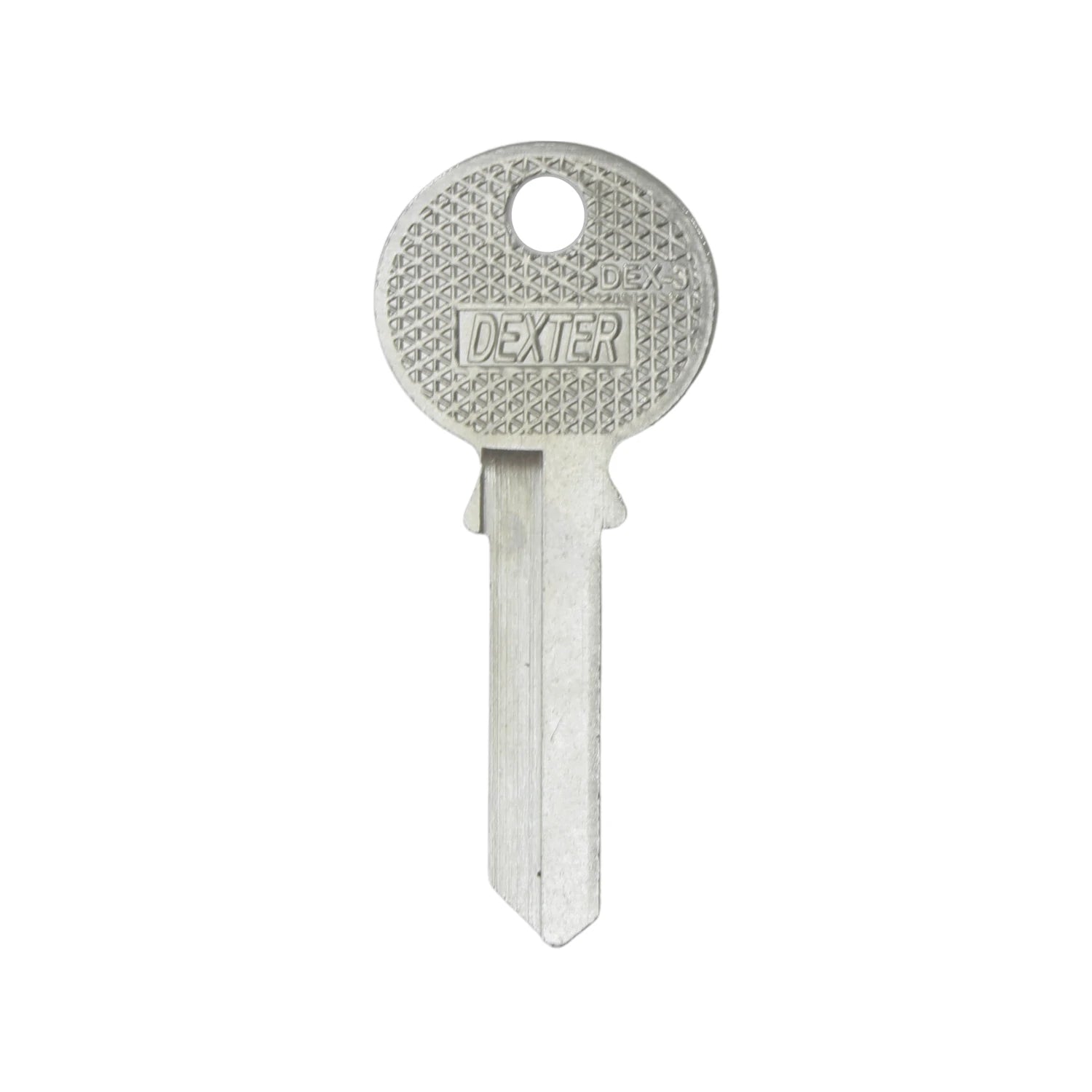 Forja de llave virgen Dexter DEX-3 niquelada, ideal para duplicado de llaves de seguridad en cerrajería