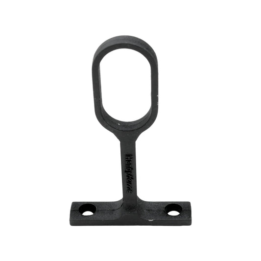 Soporte para tubo ovalado negro Handy Home, herraje para armario con base atornillable