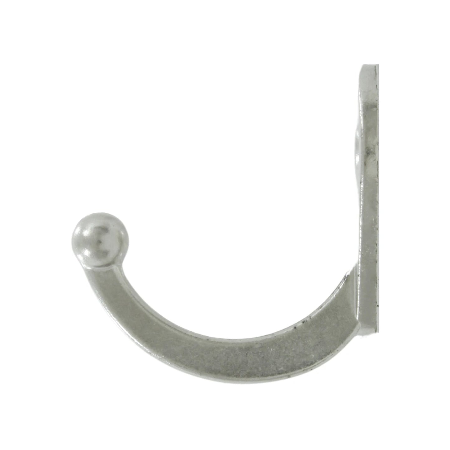Gancho perchero sencillo metálico níquel satinado, con punta de bola, para pared, resistente