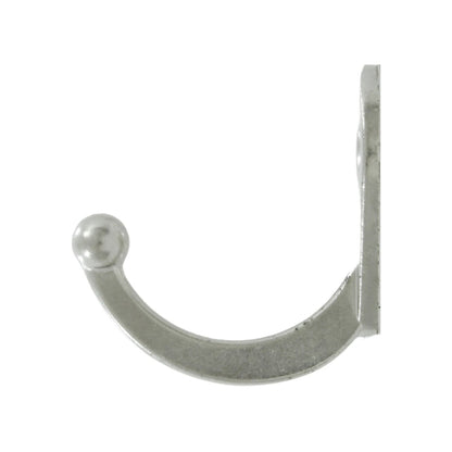 Gancho perchero sencillo metálico níquel satinado, con punta de bola, para pared, resistente