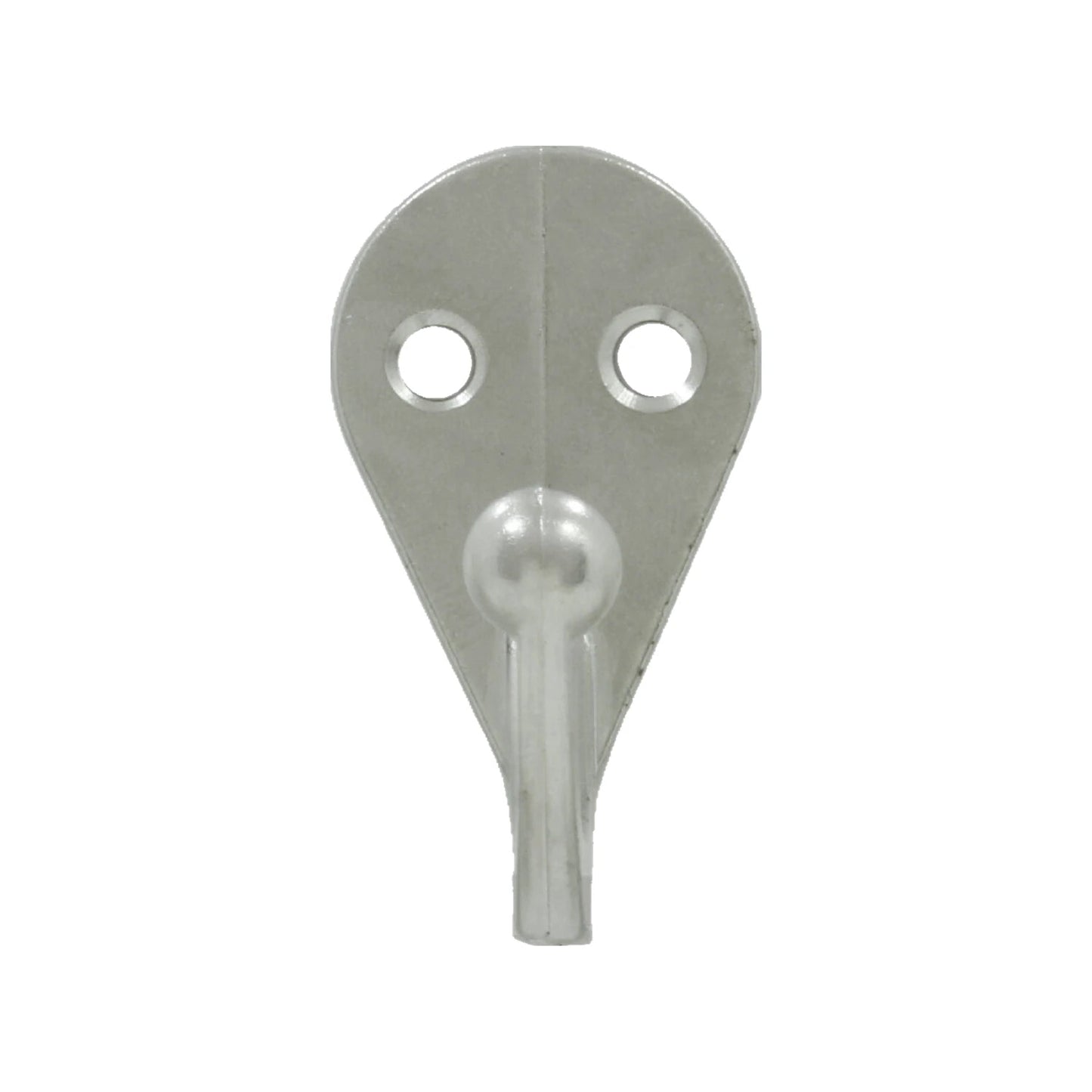 Gancho de pared individual níquel satinado, herraje metálico para colgar con 2 orificios de montaje.