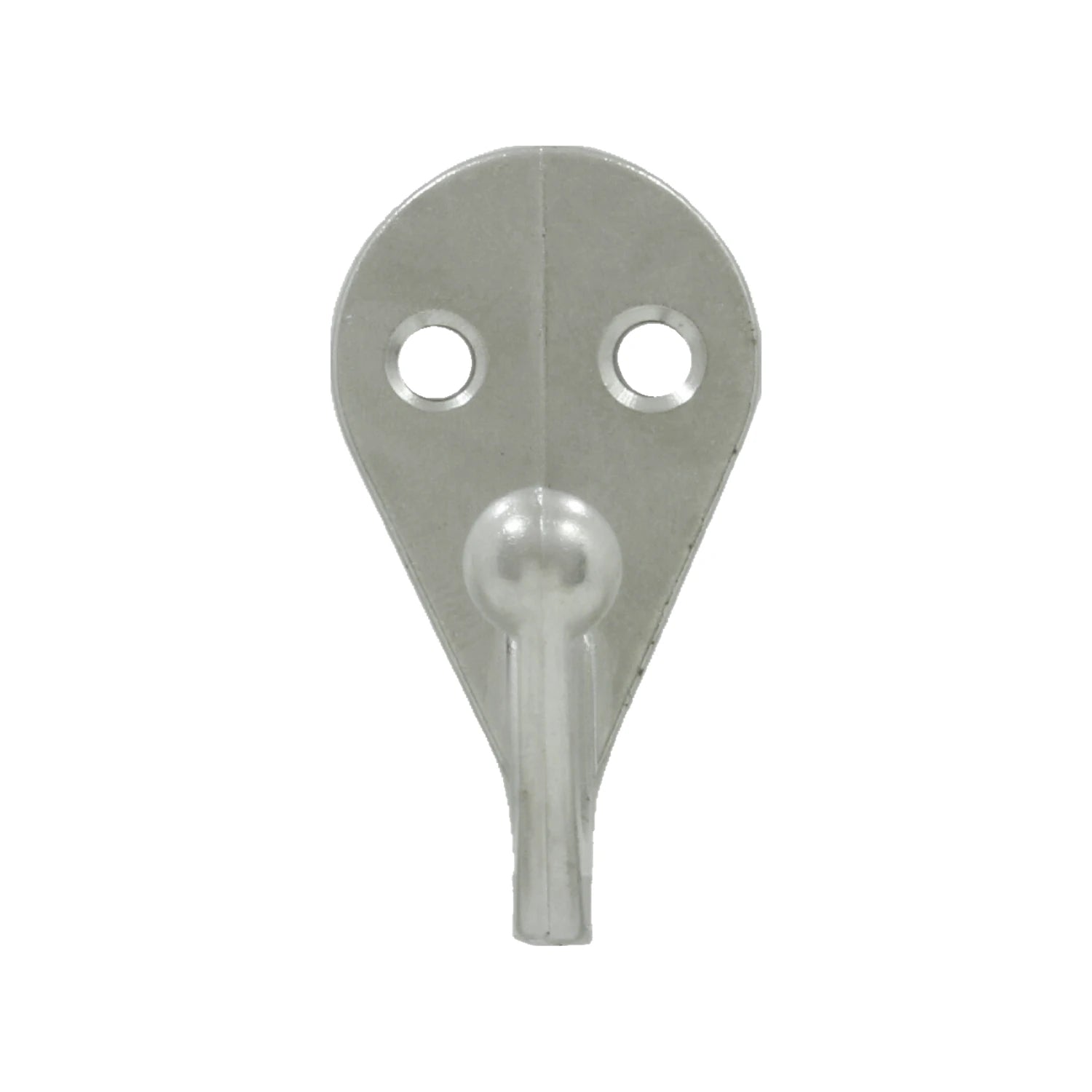 Gancho de pared individual níquel satinado, herraje metálico para colgar con 2 orificios de montaje.