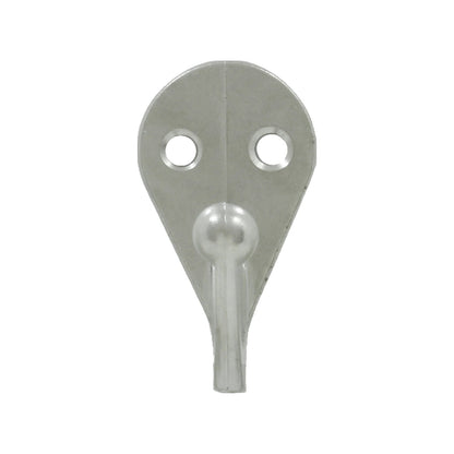 Gancho de pared individual níquel satinado, herraje metálico para colgar con 2 orificios de montaje.