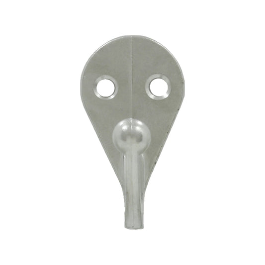 Gancho de pared individual níquel satinado, herraje metálico para colgar con 2 orificios de montaje.