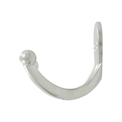 Gancho perchero individual de níquel satinado para pared, diseño metálico curvo con tope esférico