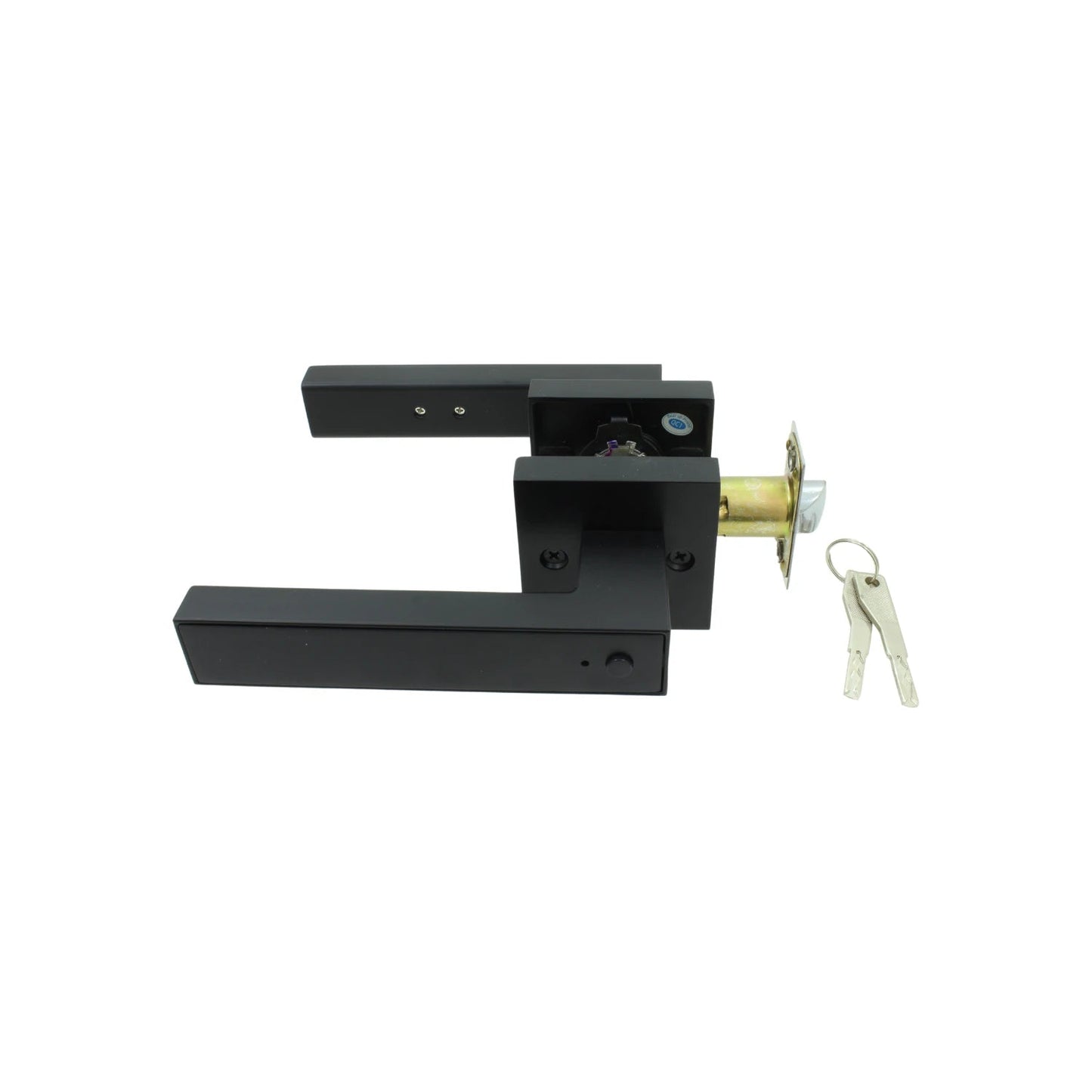Cerradura de manija negra rectangular con llaves para puerta de entrada o interior