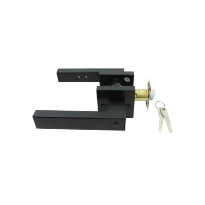 Cerradura de manija negra rectangular con llaves para puerta de entrada o interior