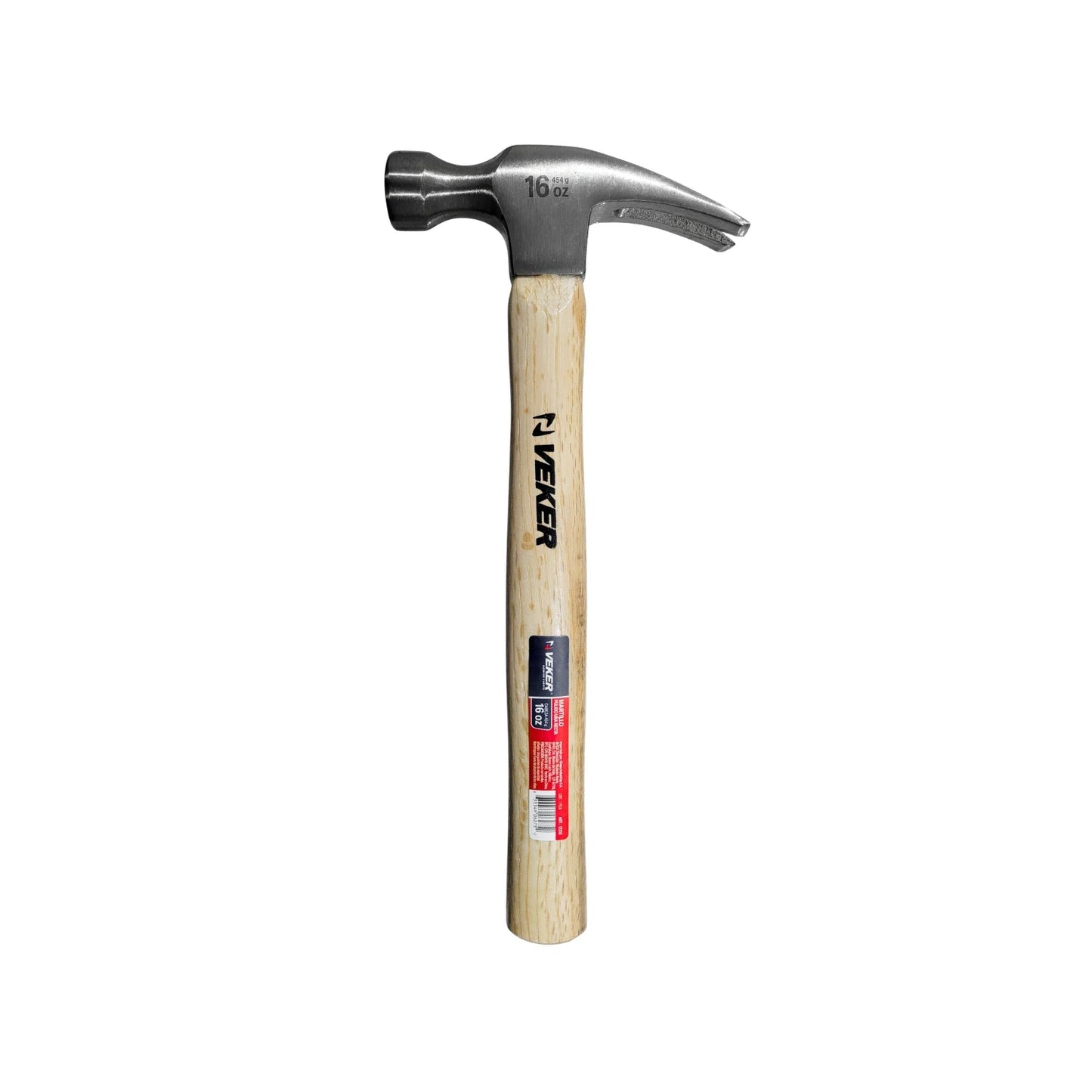 Martillo de uña recta VEKER 16 oz con cabo de madera pulido