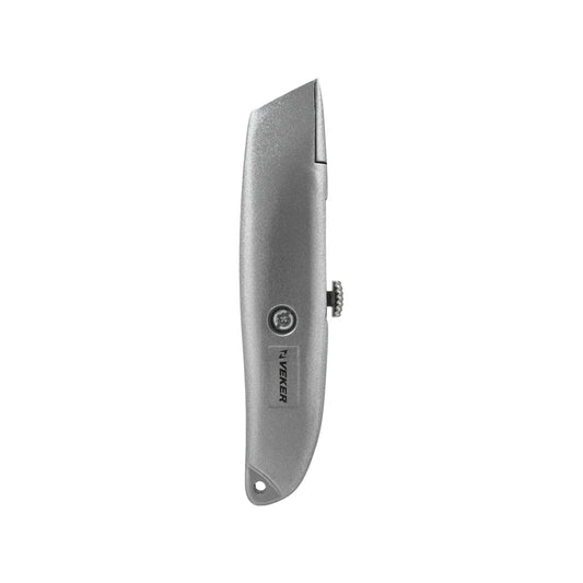 Cúter Veker 6 pulgadas metálico plateado, navaja de seguridad para cortes profesionales en cartón y más