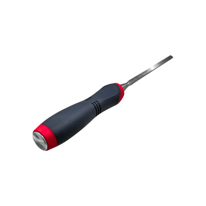 Formón de 1/4 pulgada con mango comfort ergonómico gris y rojo para carpintería.