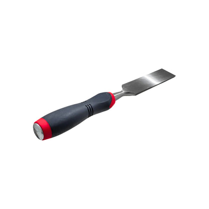 Formón para madera 1 1/4 pulgadas con mango ergonómico negro y rojo de acero