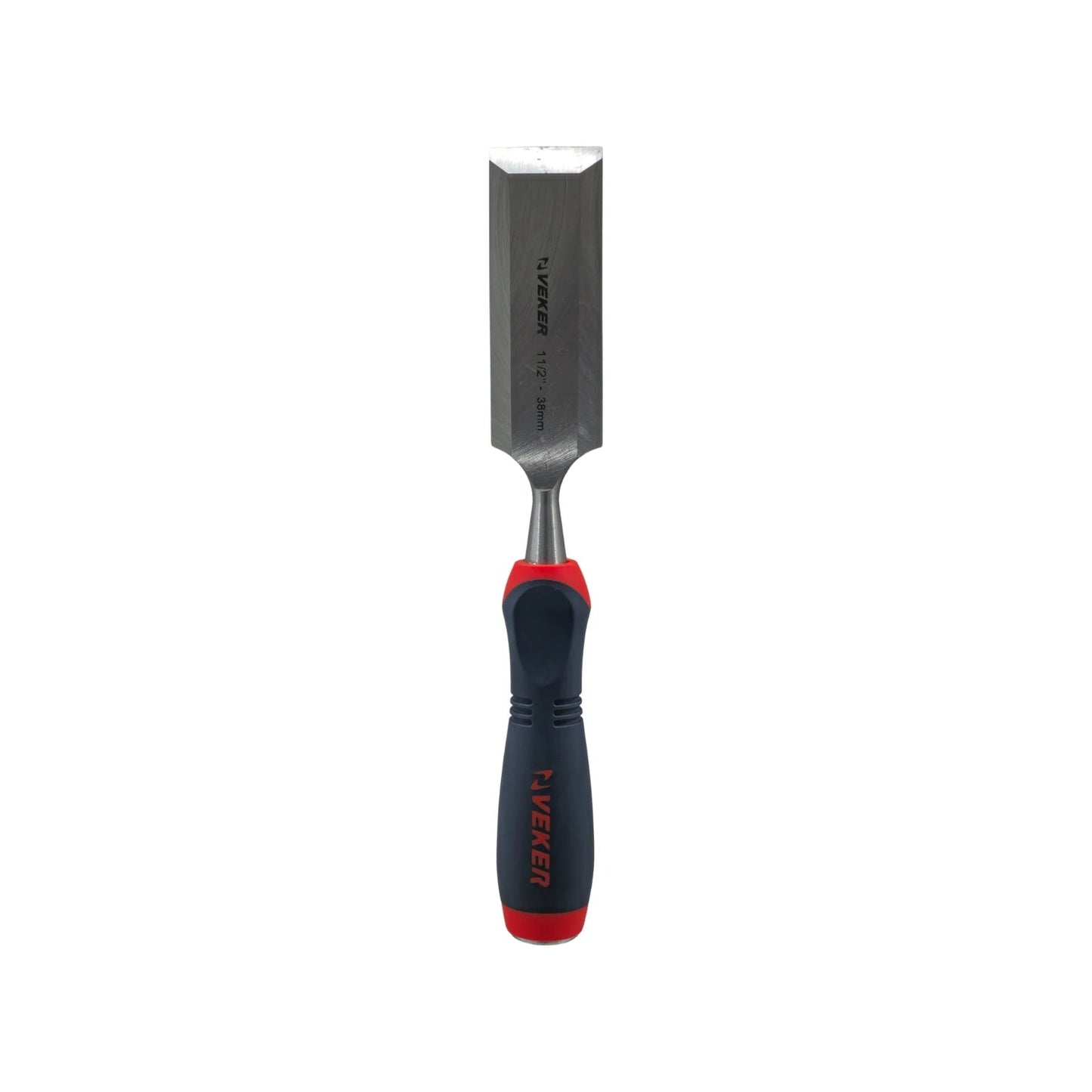 Formón Veker 1 1/2" (38mm) mango ergonómico comfort negro y rojo para carpintería profesional