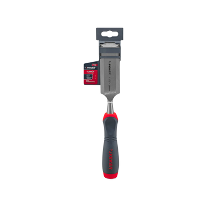 Formón Veker PRO 1 1/2" (38mm) con mango ergonómico antideslizante rojo y gris para carpintería