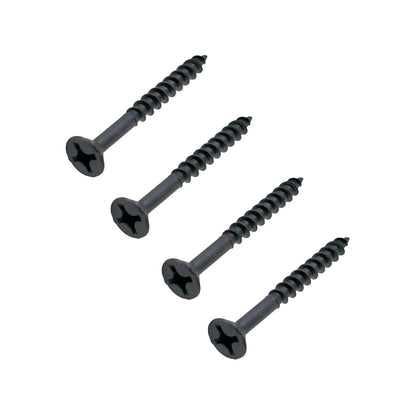 Cuatro pijas para madera negras 12x2, cabeza Phillips plana