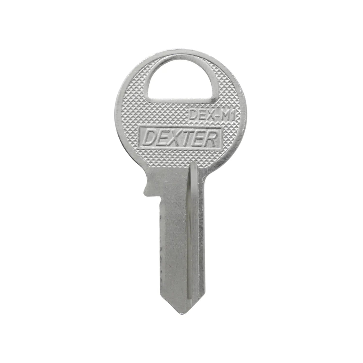 Llave virgen Dexter DEX-M1 de metal plateado para duplicado de llaves y cerrajería residencial