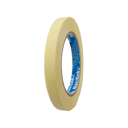 Cinta masking tape Navitek beige 12mm x 50m, ideal para trabajos de pintura
