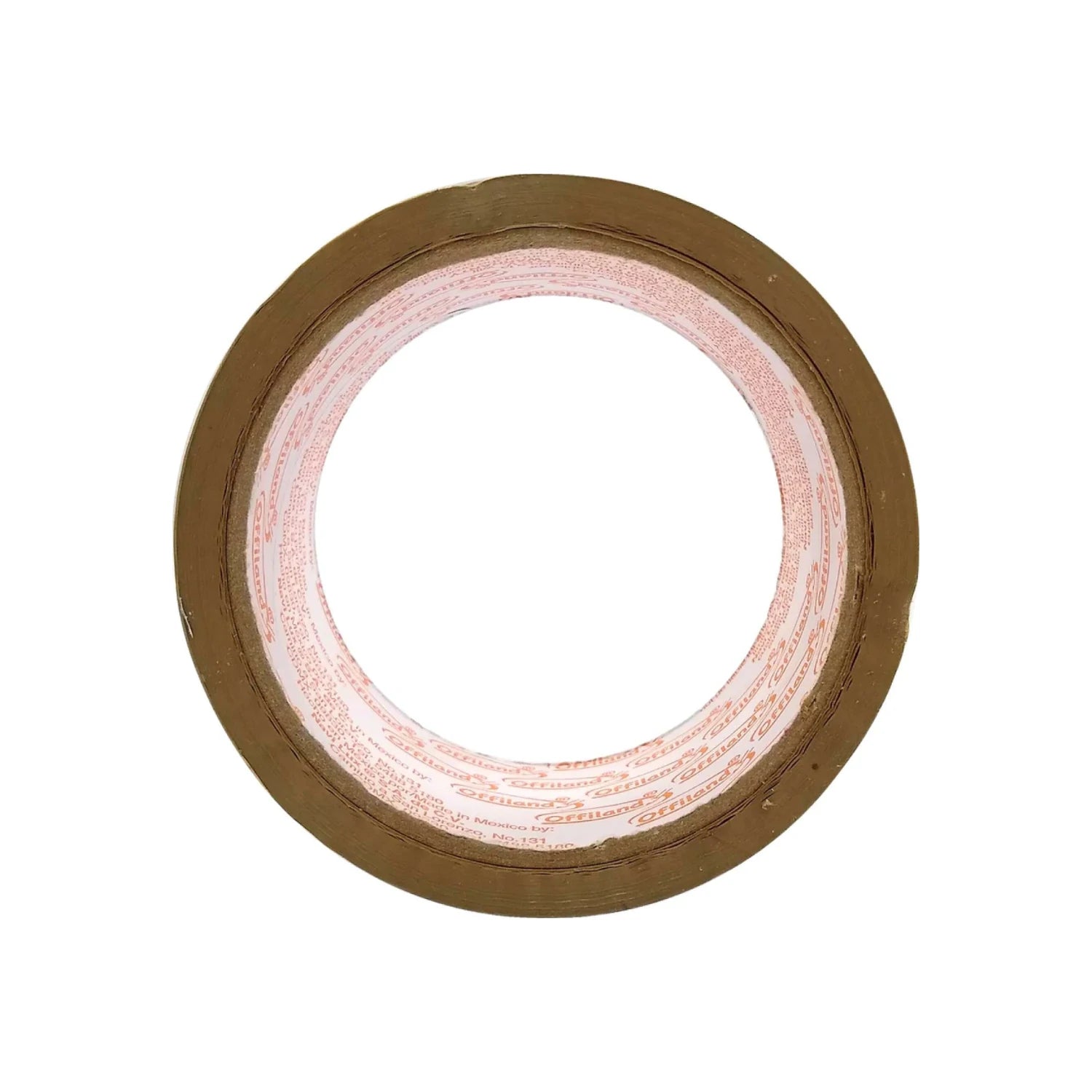 Cinta adhesiva Offiland color canela. Rollo de cinta de embalaje marrón para sellar paquetes y cajas.