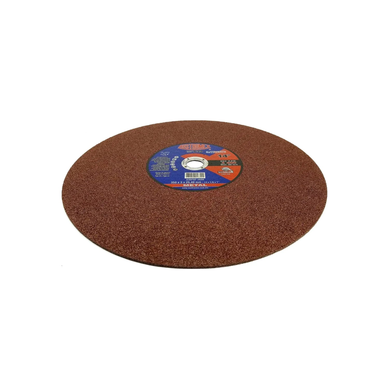 Disco de corte para metal Austromex 733 PLUS, 14 pulgadas, abrasivo, color marrón rojizo