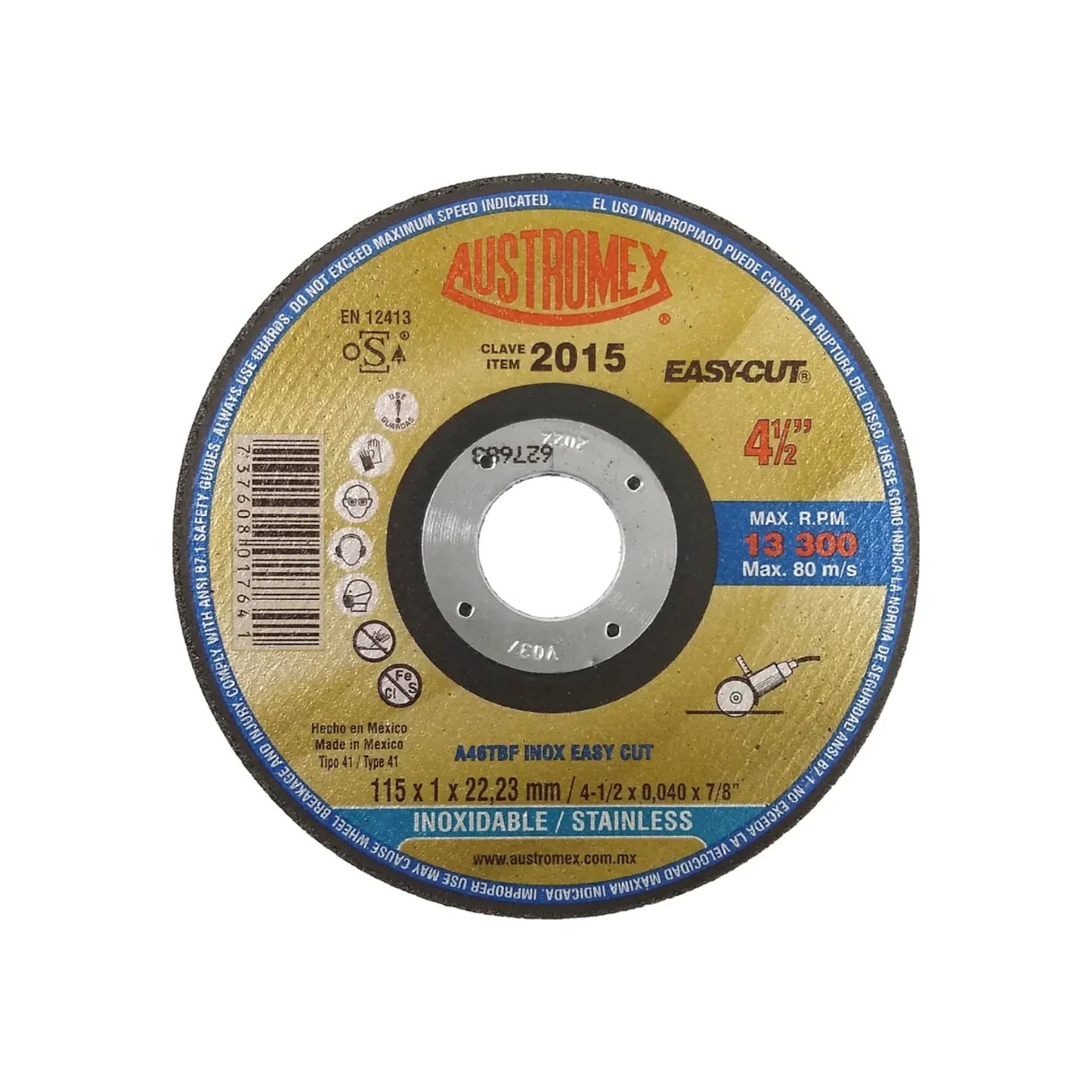 Disco 4 1/2" corte acero inoxidable Austromex 2015