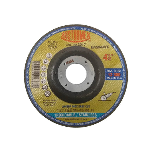 Disco de corte Austromex 2017 de 4-1/2 pulgadas para acero inoxidable, alta velocidad, corte fino