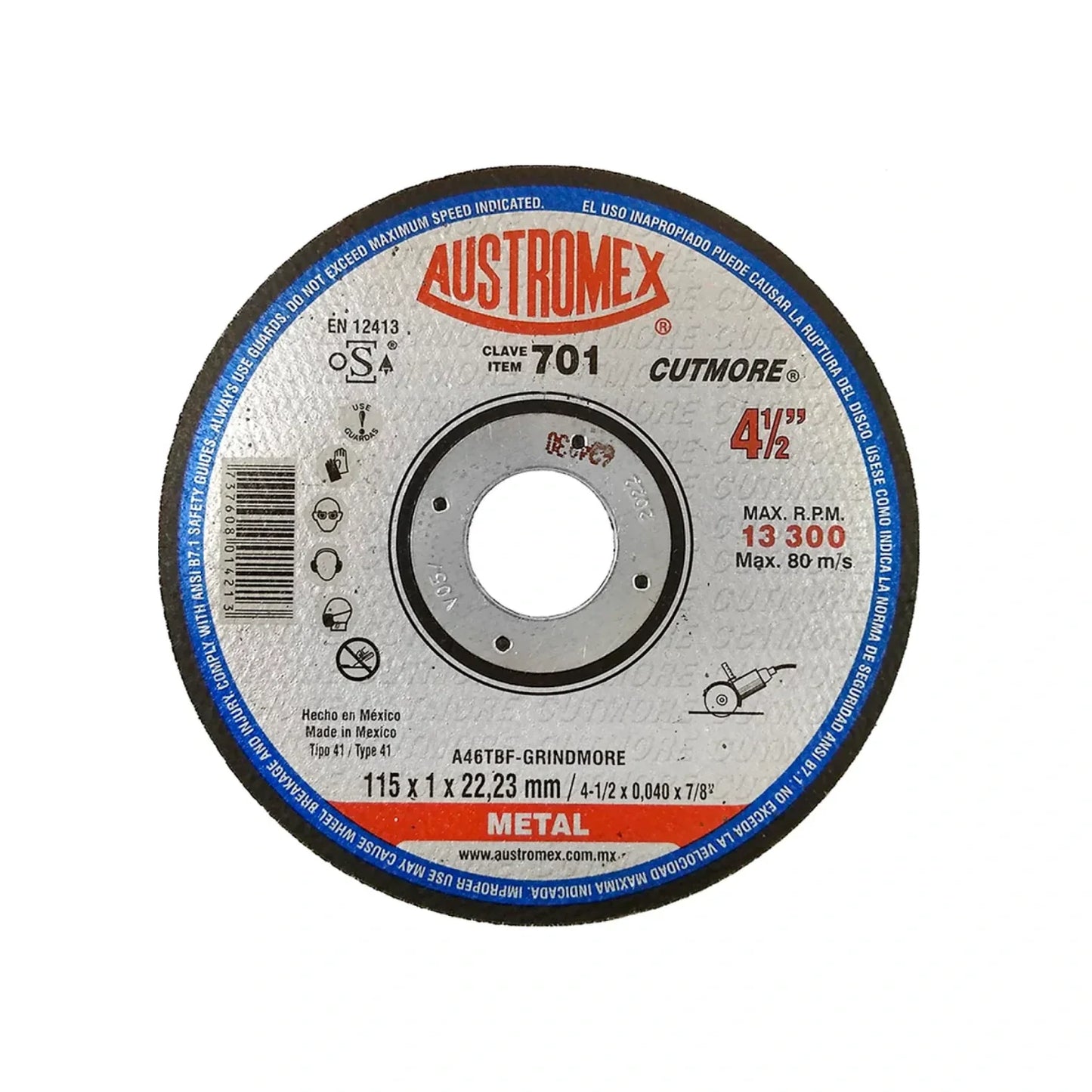 Disco 4 1/2" corte metal Austromex 701