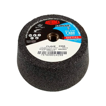 Esmeril de copa 5" desbaste metal grano 110 Austromex 2355