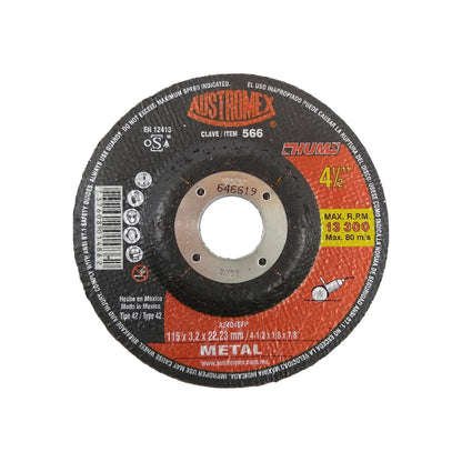 Disco 4 1/2" corte metal Austromex 566 de cubo