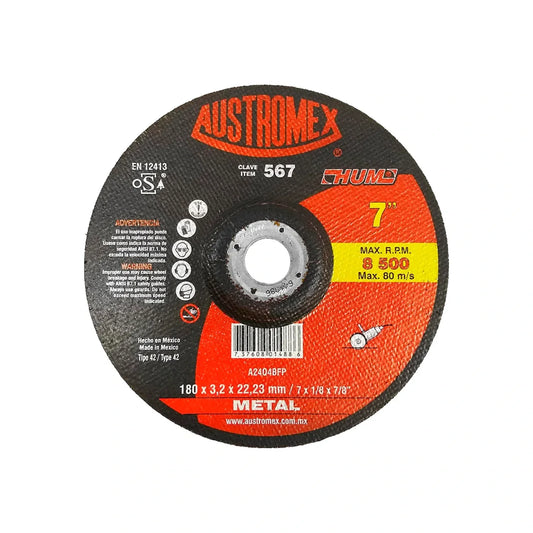 Disco 7" corte metal Austromex 567 de cubo