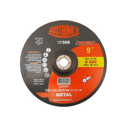 Disco 9" corte metal Austromex 568 de cubo