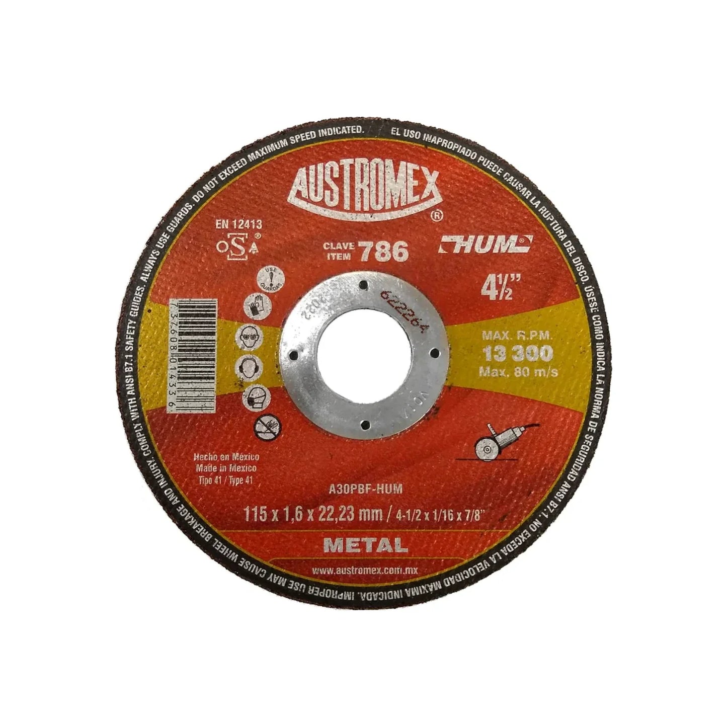 Disco 4 1/2" corte metal Austromex 786