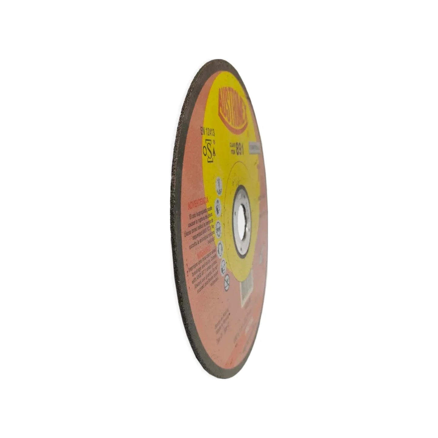 Disco de corte metal Austromex 891 de 7 pulgadas para amoladora, amarillo y rojo
