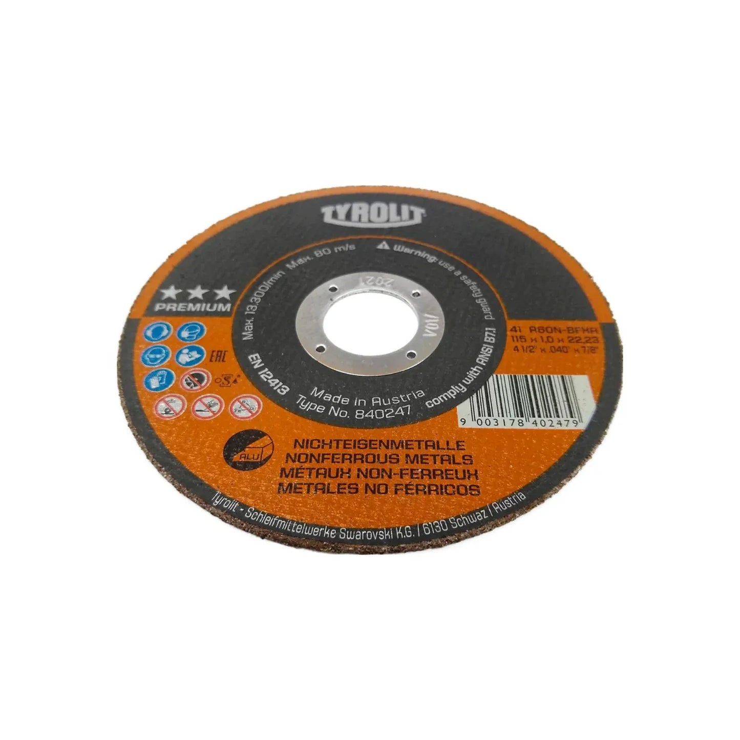 Disco 4 1/2" corte aluminio Tyrolit 4251/840247