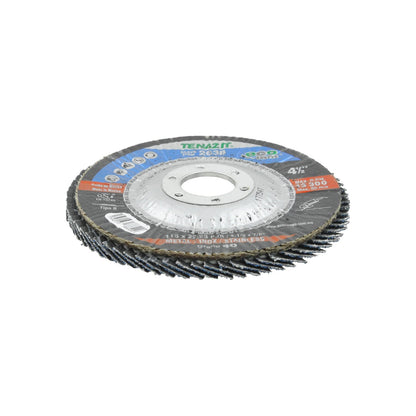 Disco laminado Tenazit 4 1/2 pulgadas grano 40 para pulir y desbastar metal y acero inoxidable, máx. 13300 RPM