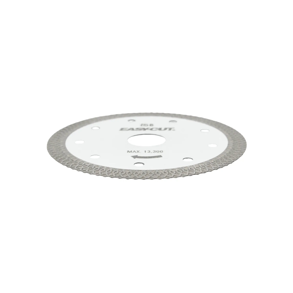 Disco diamantado Easycut tipo turbo para corte de porcelanato y cerámica con 13300 RPM máximas.
