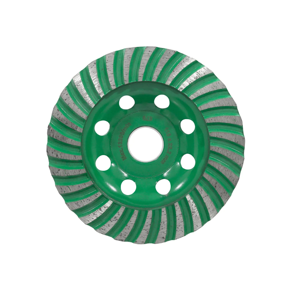 Disco de copa diamantada verde 115mm para desbaste de concreto y piedra con segmentos en espiral para amoladora