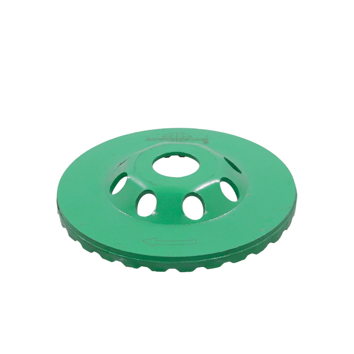 Disco diamantado tipo copa verde Austrodiam para desbaste de concreto y piedra con orificios de ventilación profesional