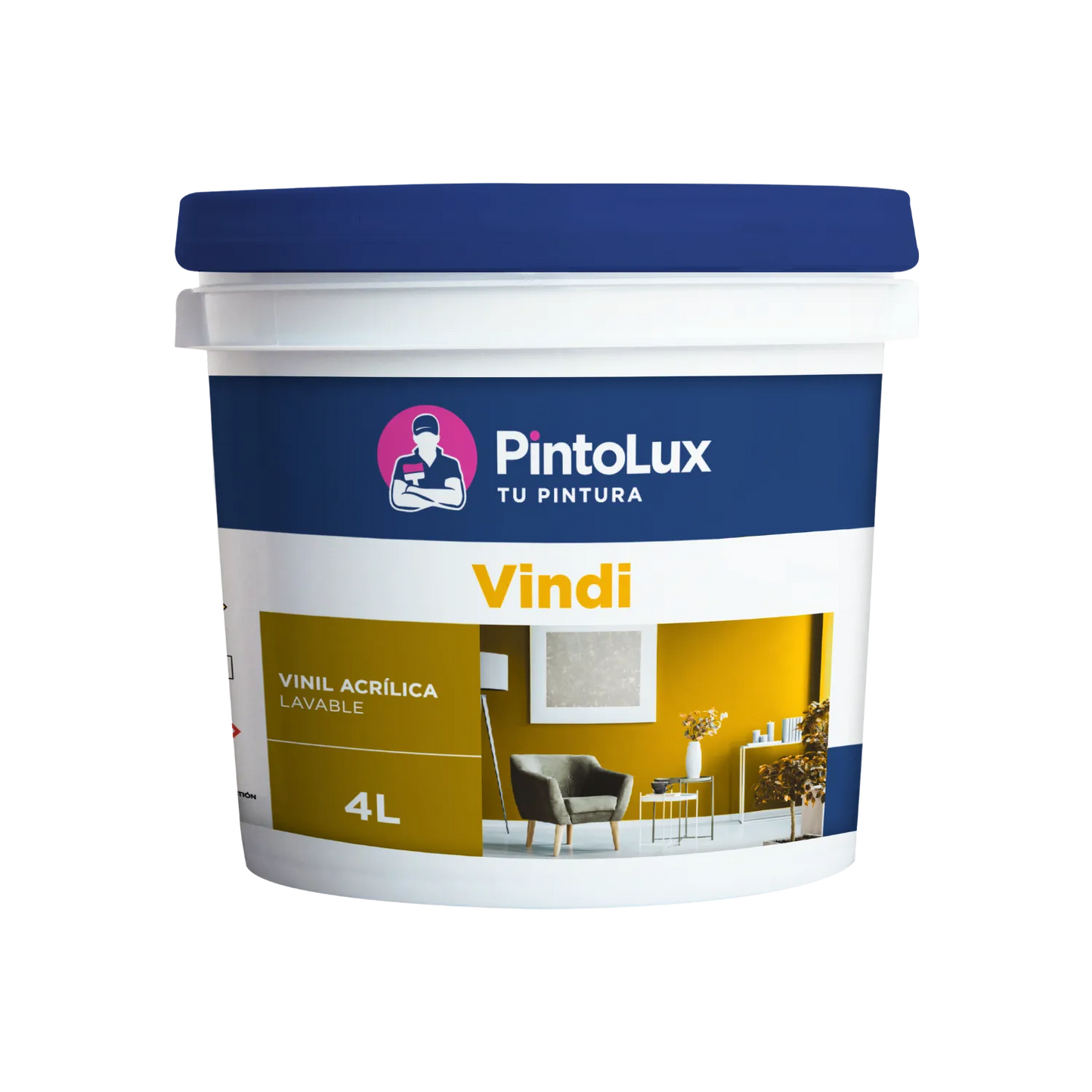 Pintura vinílica acrílica lavable Pintolux Vindi 4L amarillo canario satinado para paredes