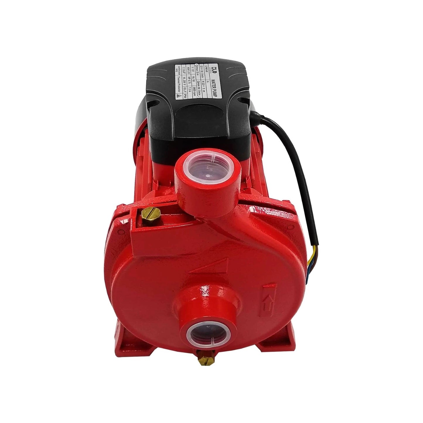 Bomba de agua centrífuga roja 3/4 HP DJP, para suministro de agua doméstico y sistemas de riego.