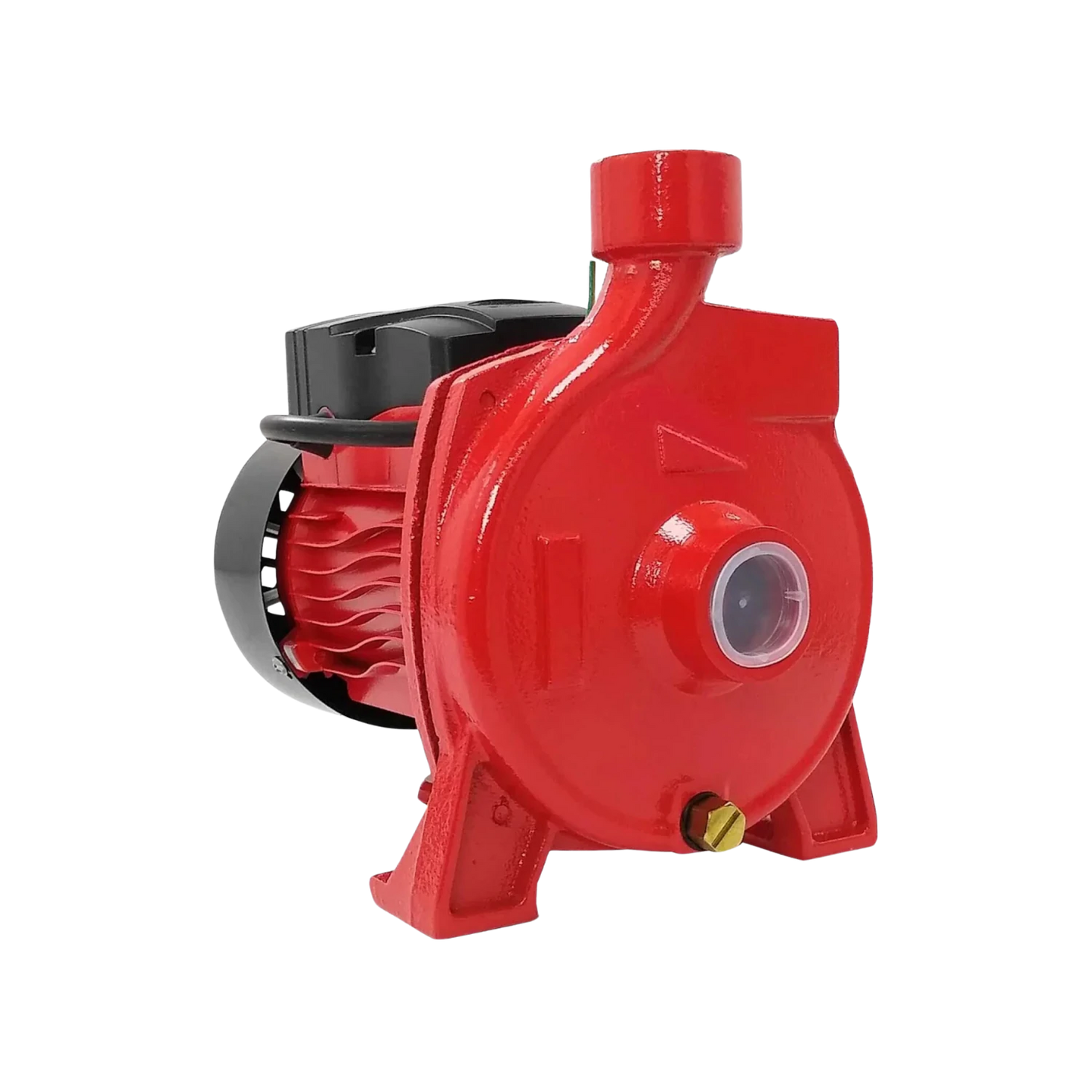 Bomba centrífuga de agua 1 HP roja, ideal para impulsar flujo en sistemas de riego y abastecimiento doméstico.