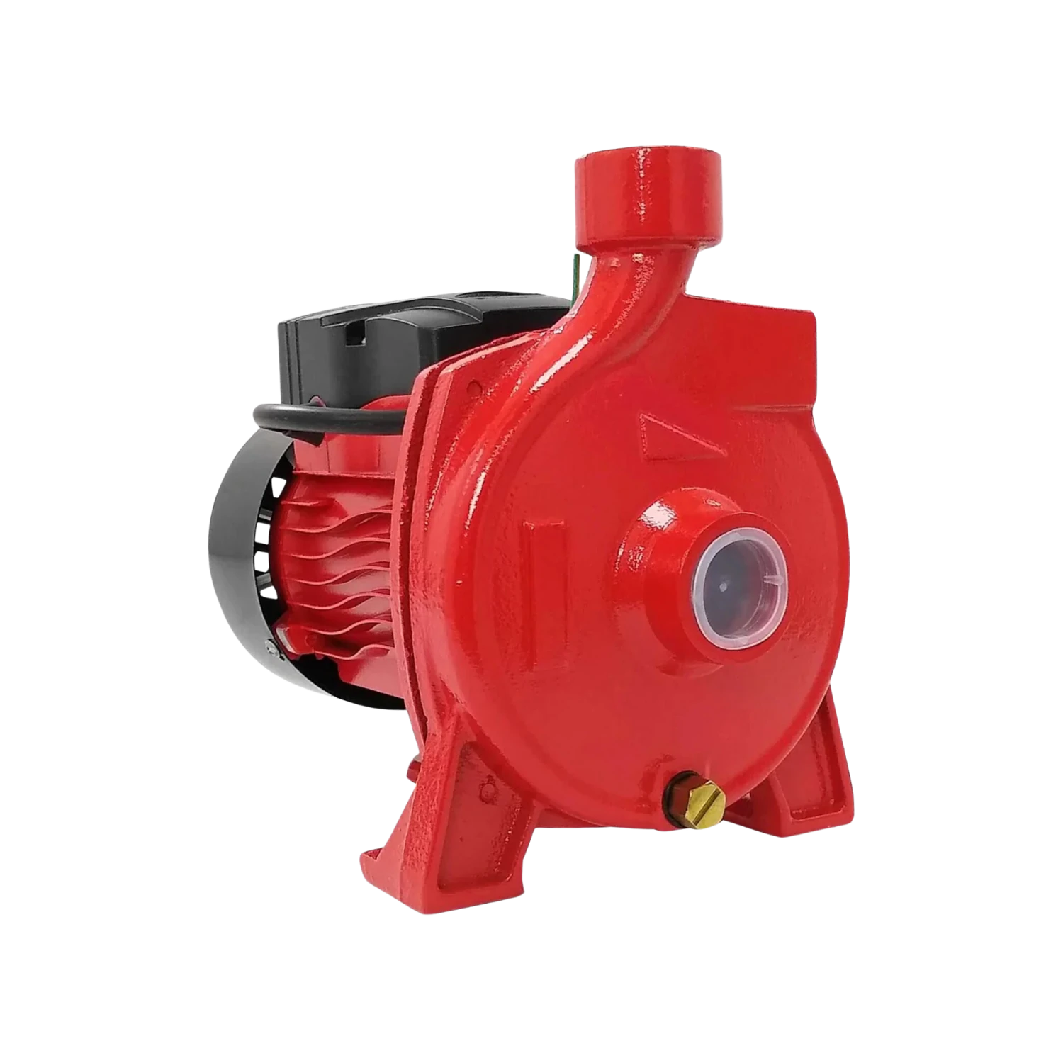 Bomba centrífuga de agua 1 HP roja, ideal para impulsar flujo en sistemas de riego y abastecimiento doméstico.
