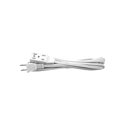 Extensión eléctrica blanca de 3 metros con cable enrollado, clavija y multicontacto triple