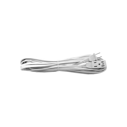 Extensión eléctrica blanca de 8 metros con doble toma de corriente para hogar y oficina.
