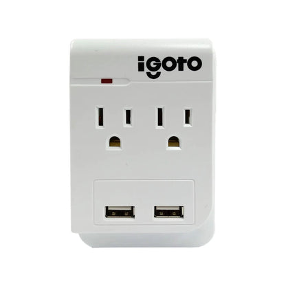 Multicontacto blanco Igoto con 2 tomas de corriente y 2 puertos USB, supresor de picos.