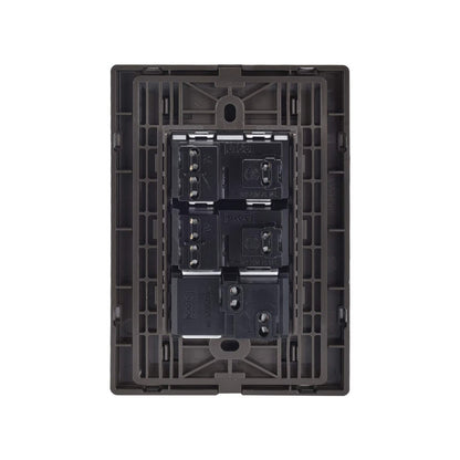 Placa posterior GOTO para 3 interruptores eléctricos 15A 125V/250V~, montaje modular, color marrón oscuro